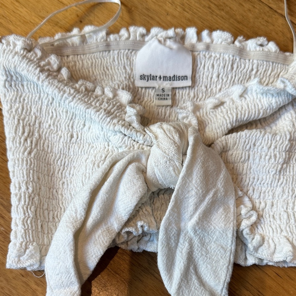 Skylar + Madison White Smocked Ruffle Top - Picture 1 of 3